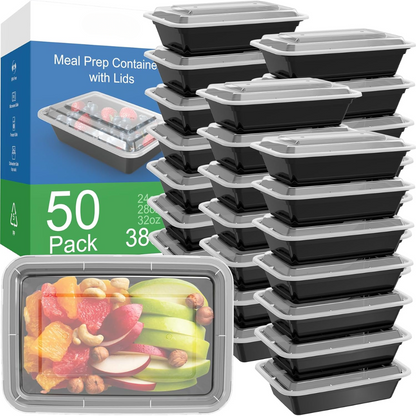 Frendorf | 50-Pack wiederverwendbare Meal Prep Behälter mit Deckel, auslaufsicher
