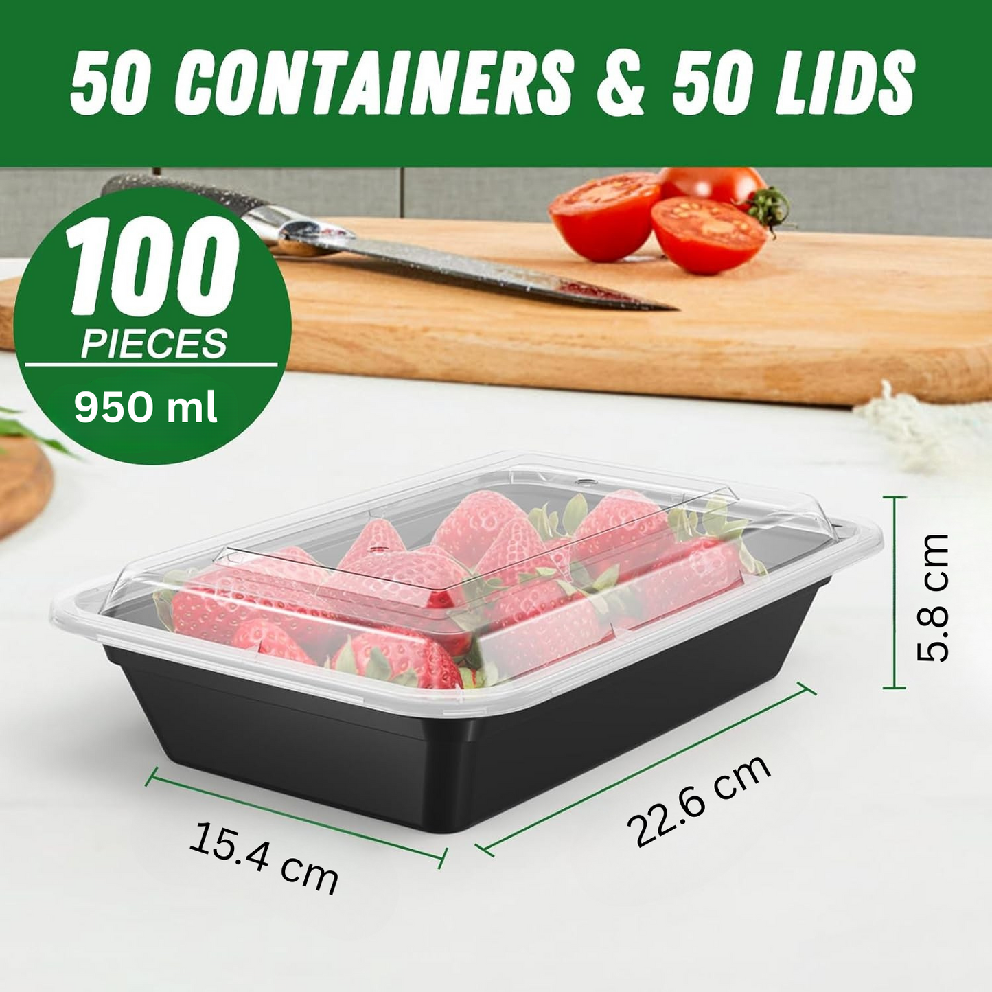 Frendorf | 50-Pack wiederverwendbare Meal Prep Behälter mit Deckel, auslaufsicher