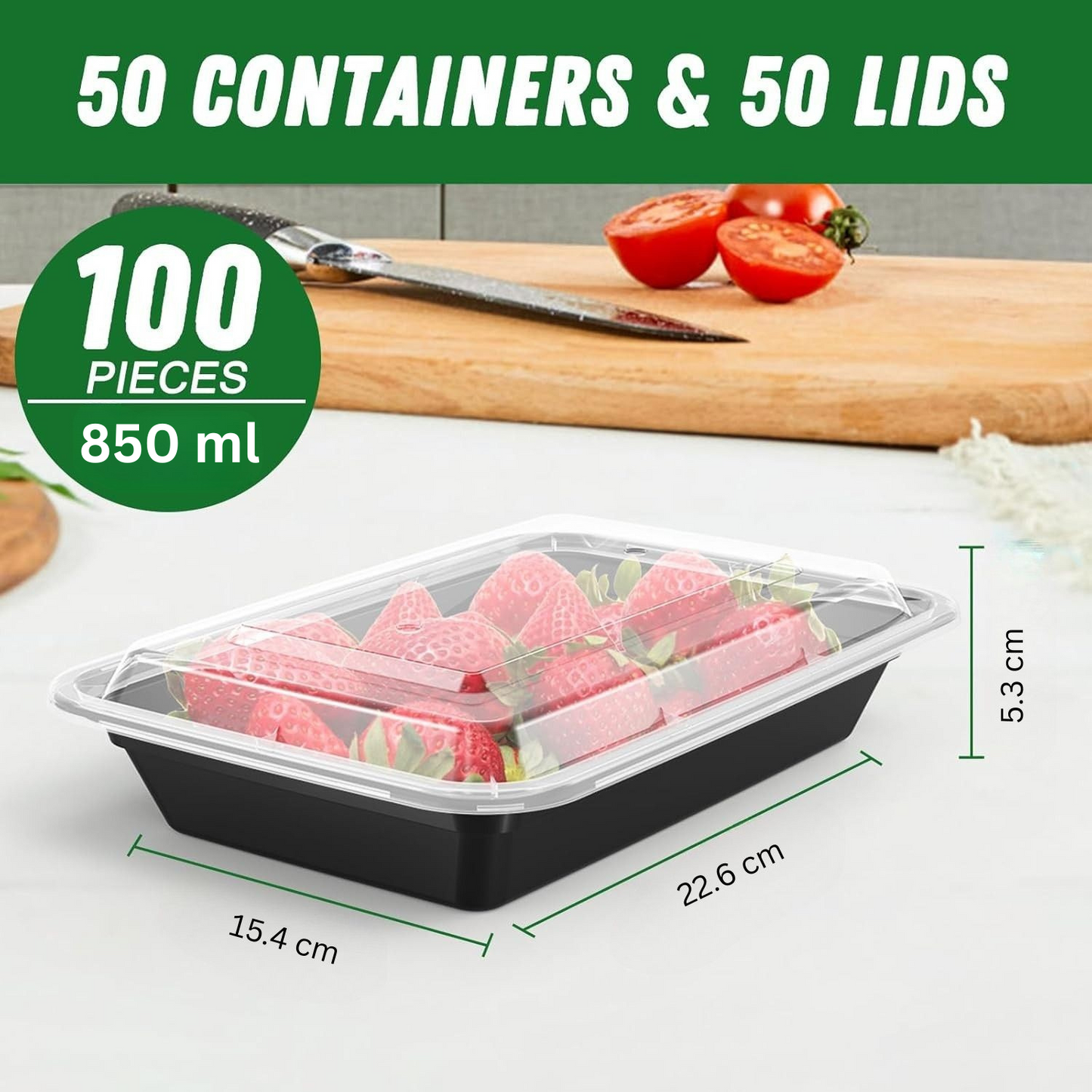 Frendorf | 50-Pack wiederverwendbare Meal Prep Behälter mit Deckel, auslaufsicher