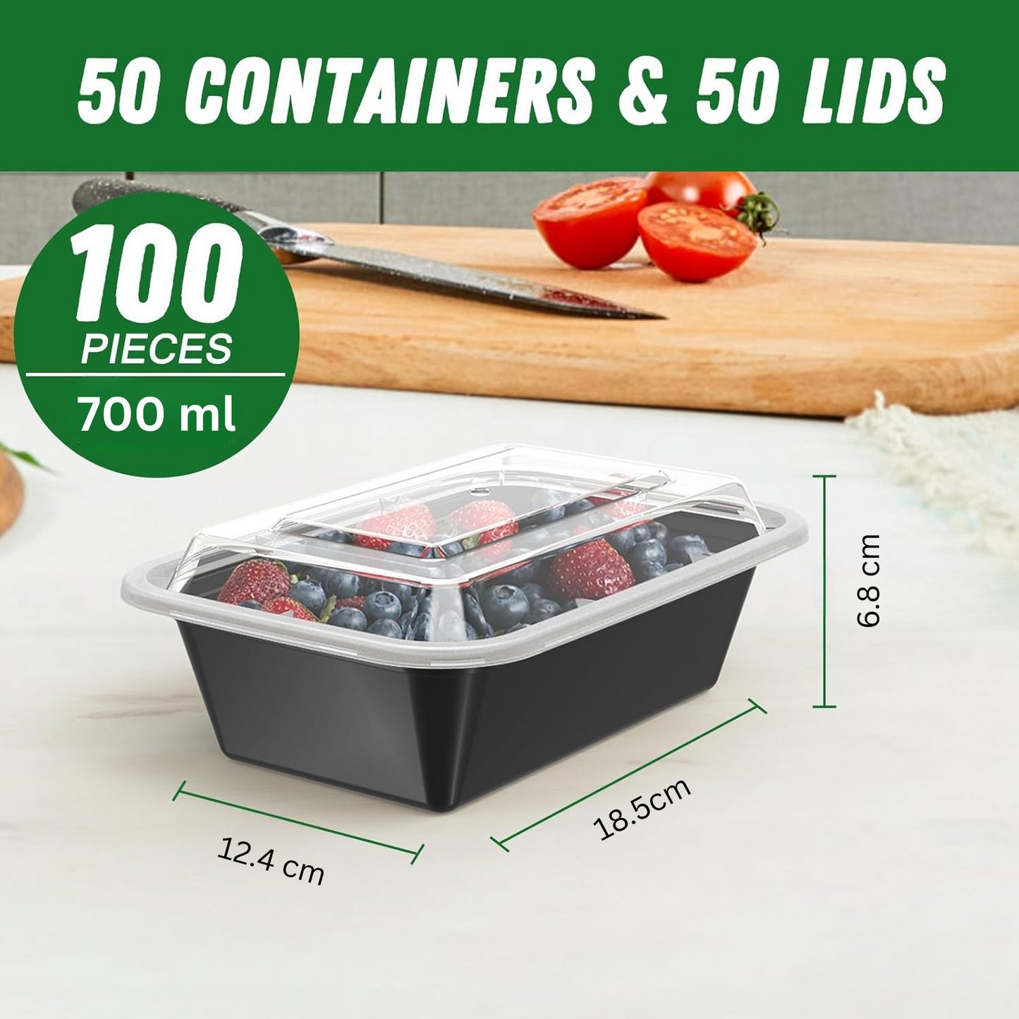 Frendorf | 50-Pack wiederverwendbare Meal Prep Behälter mit Deckel, auslaufsicher