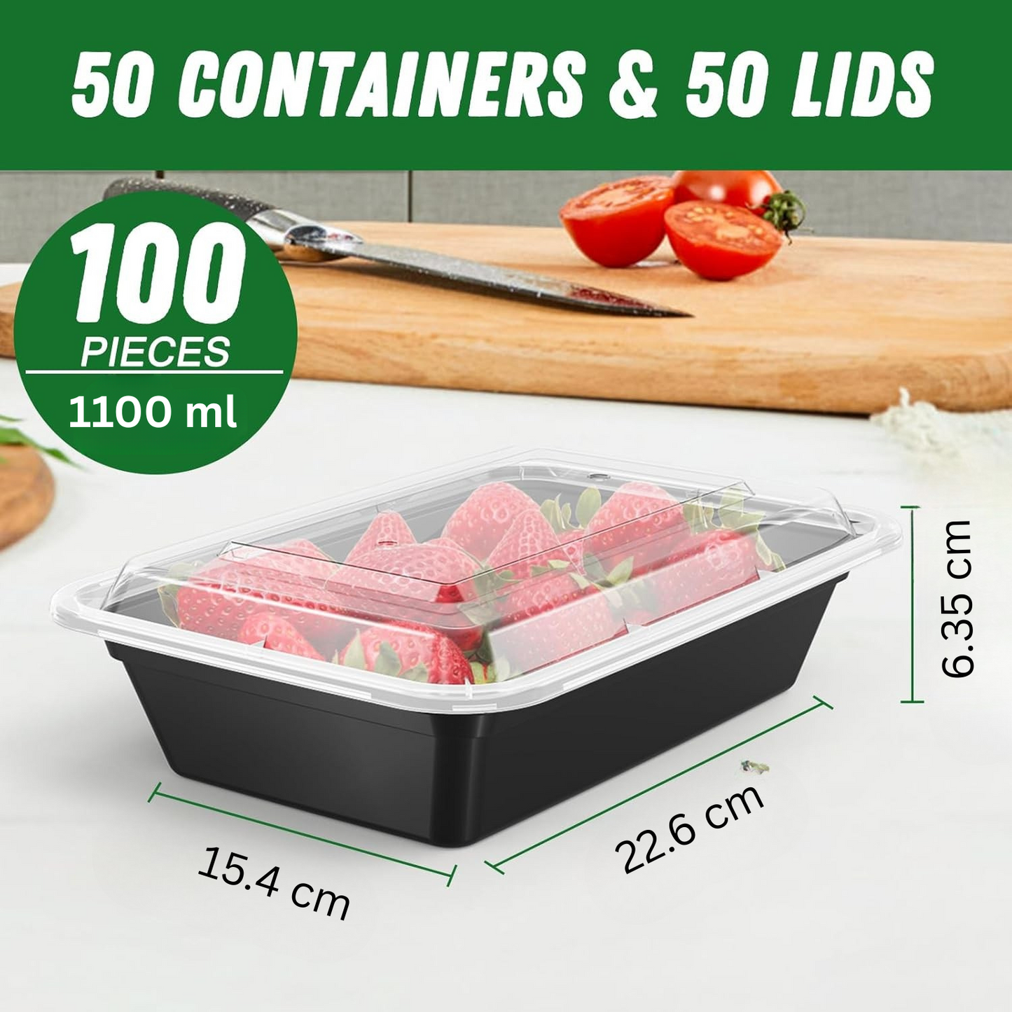 Frendorf | 50-Pack wiederverwendbare Meal Prep Behälter mit Deckel, auslaufsicher