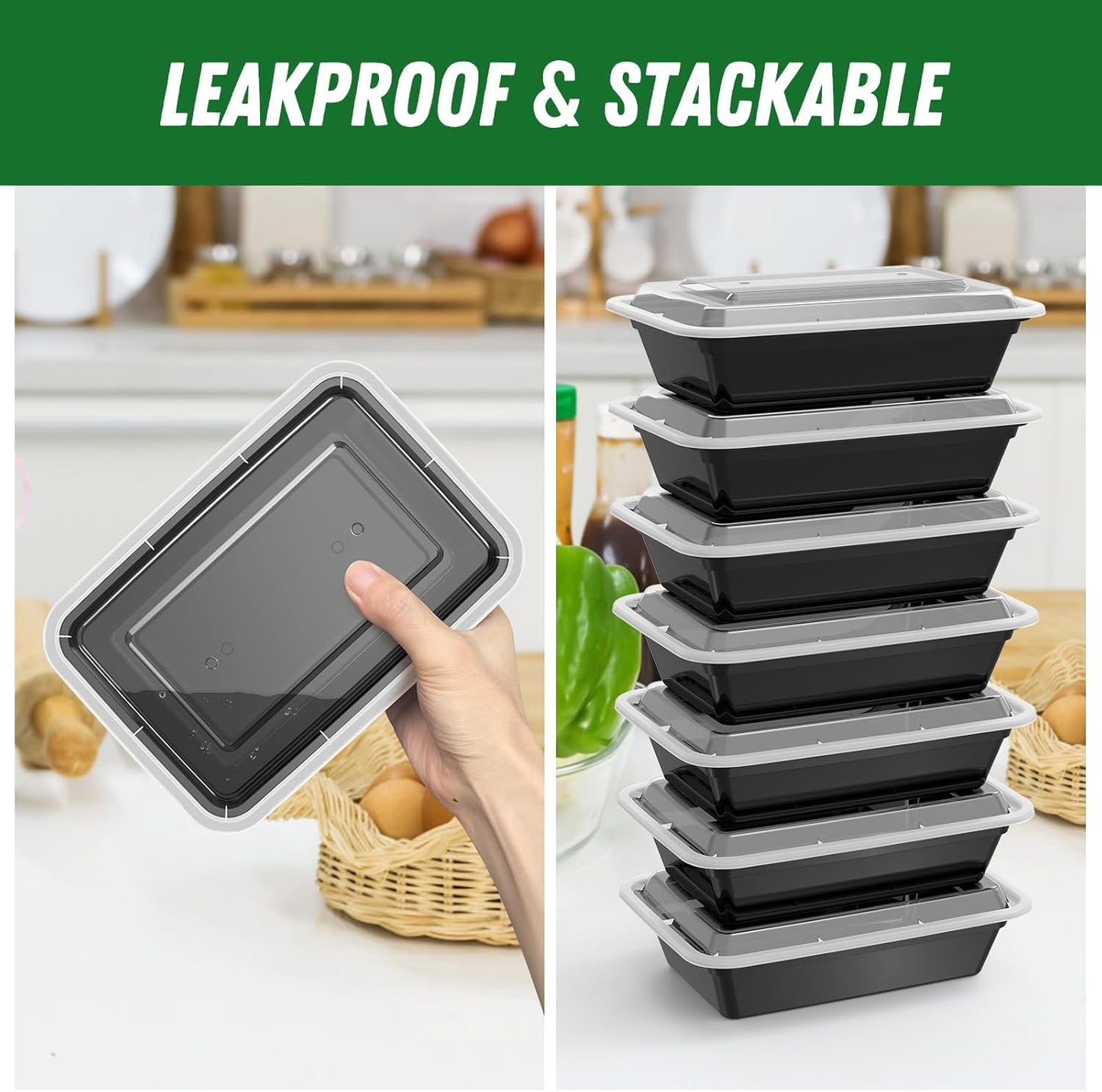 Frendorf | 50-Pack wiederverwendbare Meal Prep Behälter mit Deckel, auslaufsicher