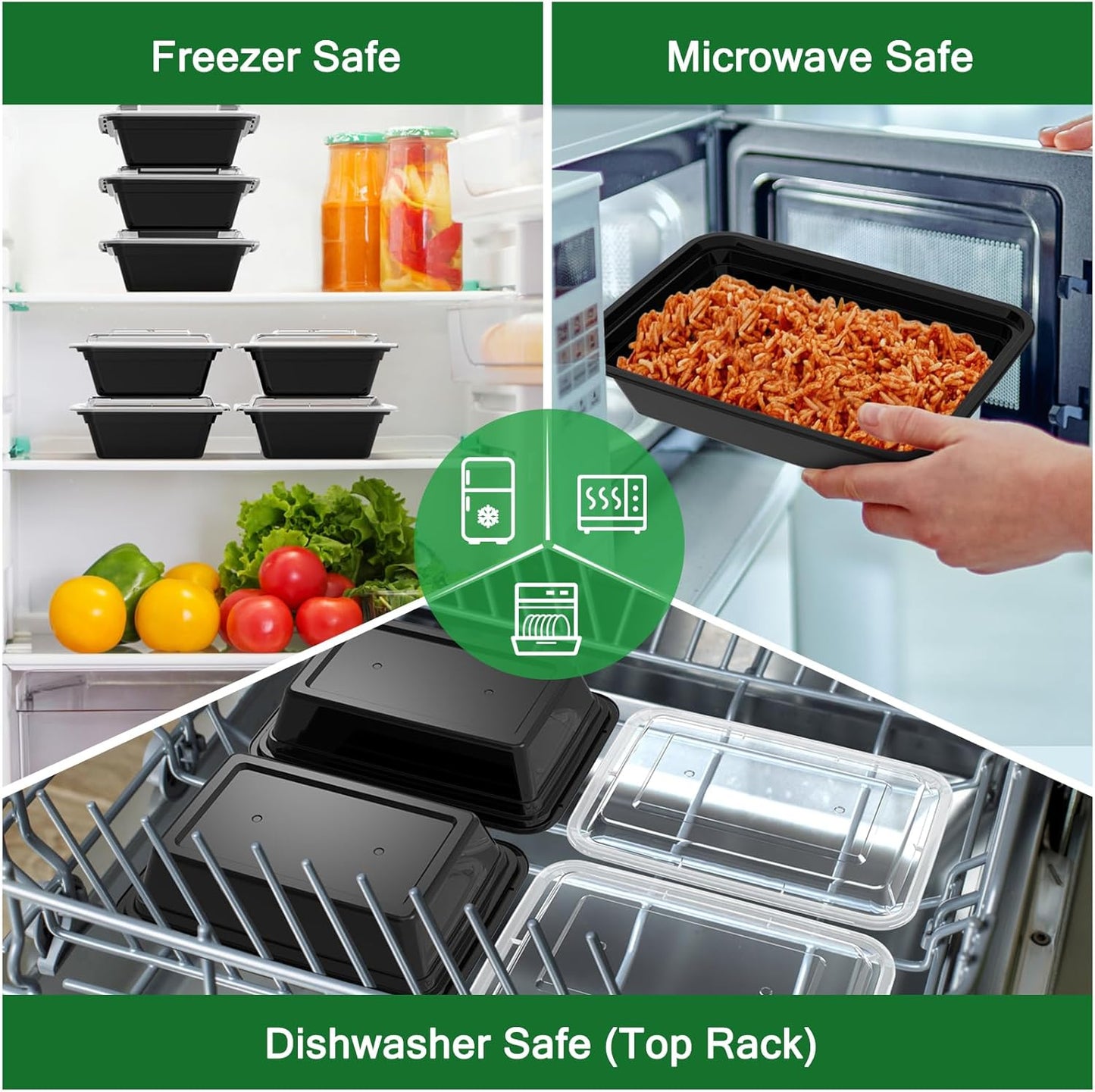 Frendorf | 50-Pack wiederverwendbare Meal Prep Behälter mit Deckel, auslaufsicher