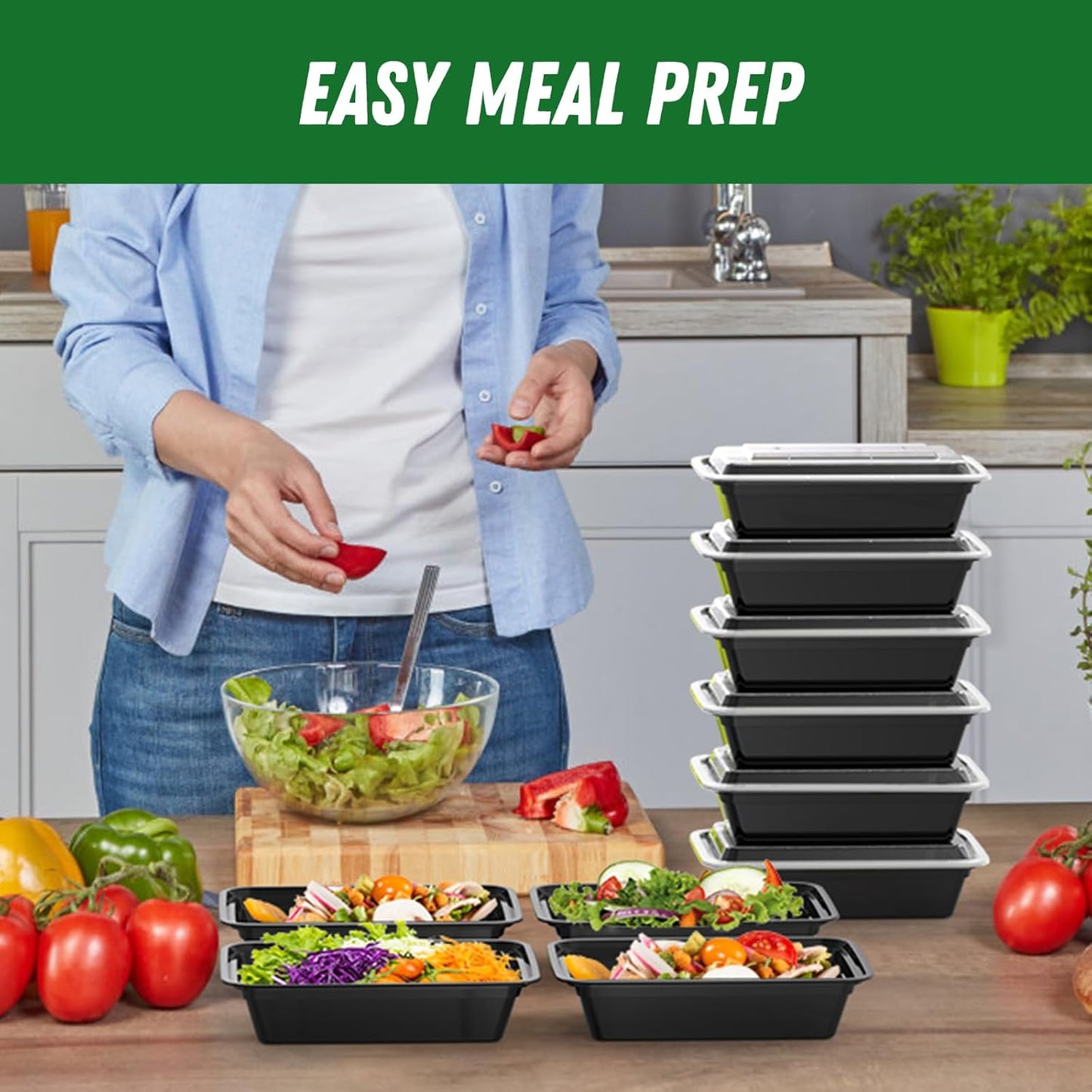 Frendorf | 50-Pack wiederverwendbare Meal Prep Behälter mit Deckel, auslaufsicher