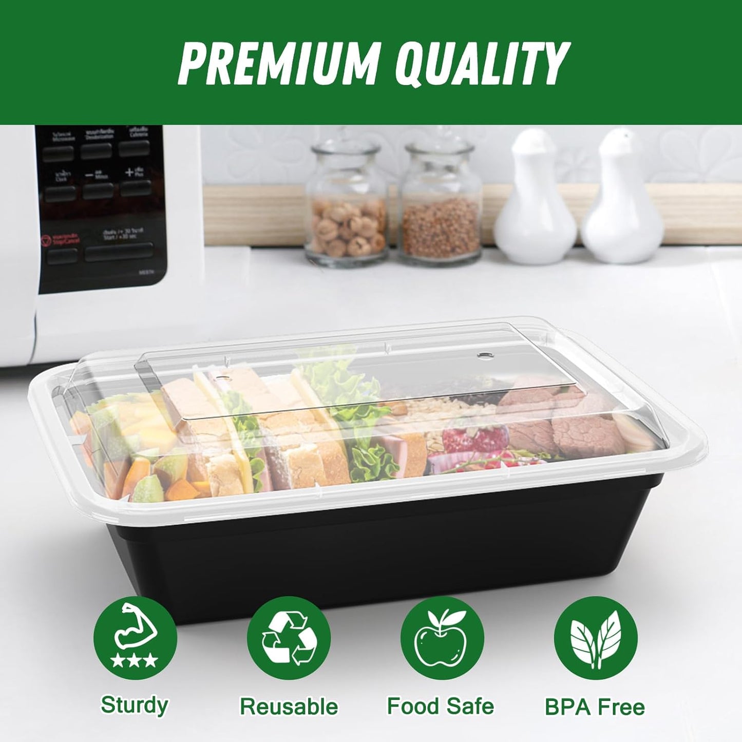 Frendorf | 50-Pack wiederverwendbare Meal Prep Behälter mit Deckel, auslaufsicher