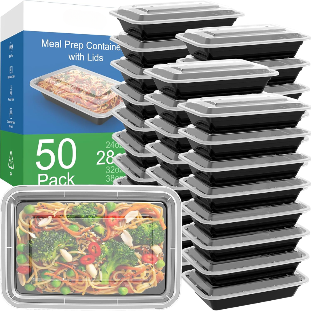 Frendorf | 50-Pack wiederverwendbare Meal Prep Behälter mit Deckel, auslaufsicher