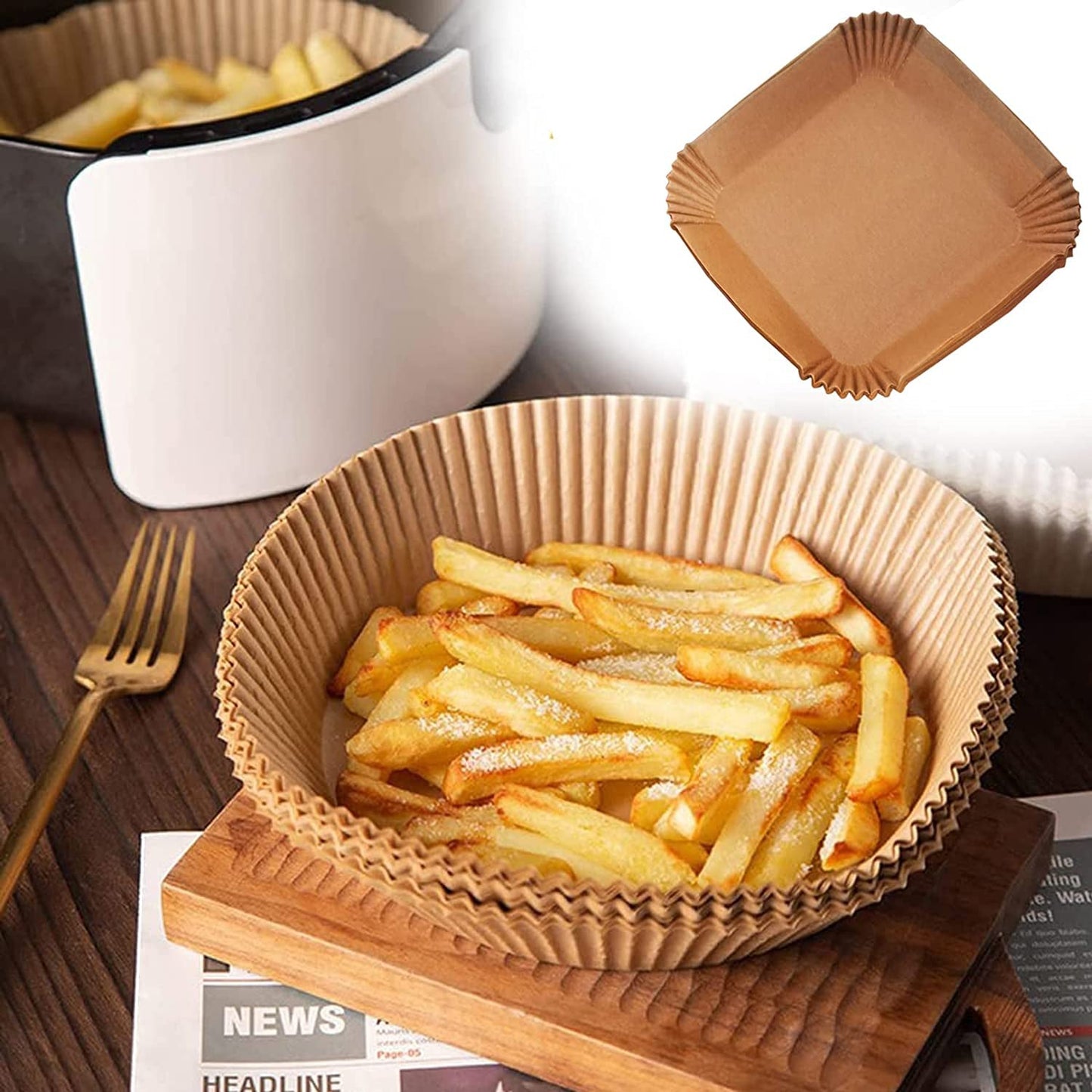 Frendorf | 50 Stück: Air Fryer Einweg-Papierliner