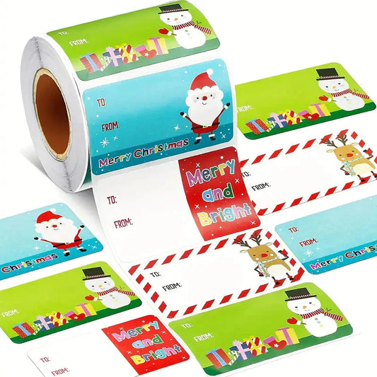 Frendorf | 500 Stück/Rolle: Selbstklebende Etiketten Weihnachtsetiketten