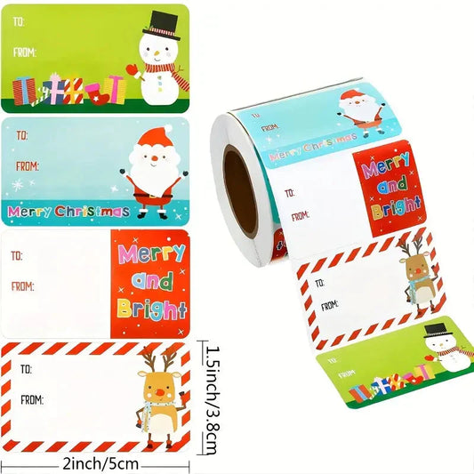 Frendorf | 500 Stück/Rolle: Selbstklebende Etiketten Weihnachtsetiketten