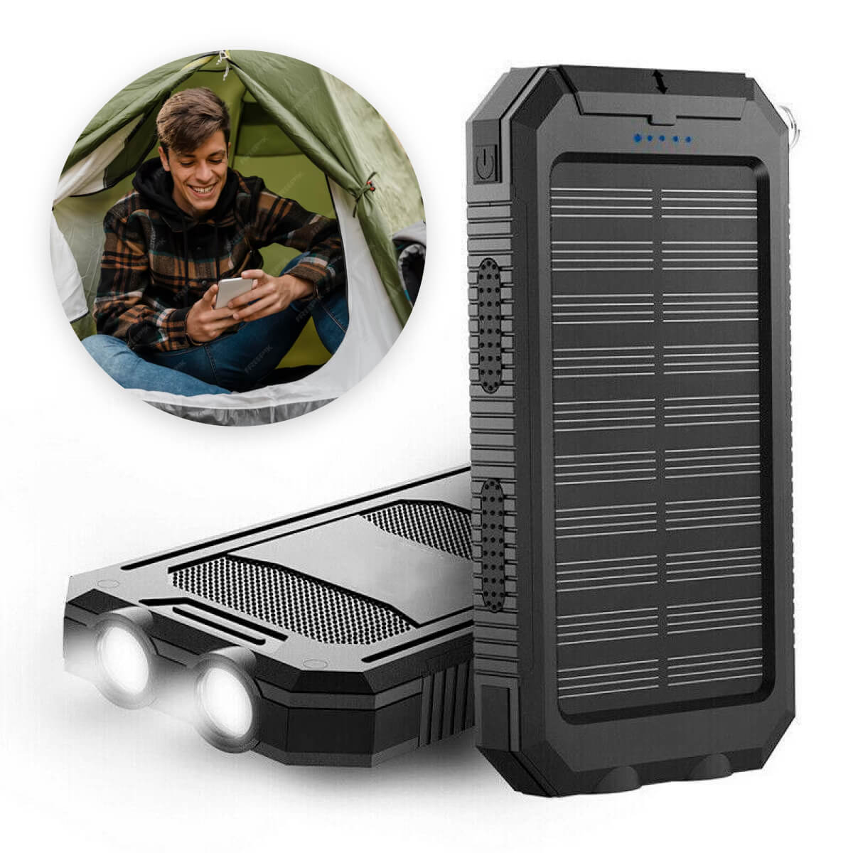 Frendorf | 500000mAh Solar-Ladegerät Wasserdichter Power Bank Extern