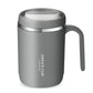 Frendorf | 500ml Wasserbecher mit Deckel Dichtungs-Silikonring Doppelwandig Auslaufsicher Trinkwasser Griff Edelstahl Kaffeebecher Isolierter Becher
