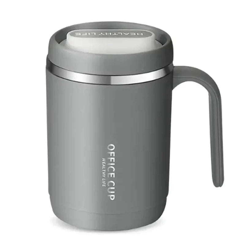 Frendorf | 500ml Wasserbecher mit Deckel Dichtungs-Silikonring Doppelwandig Auslaufsicher Trinkwasser Griff Edelstahl Kaffeebecher Isolierter Becher