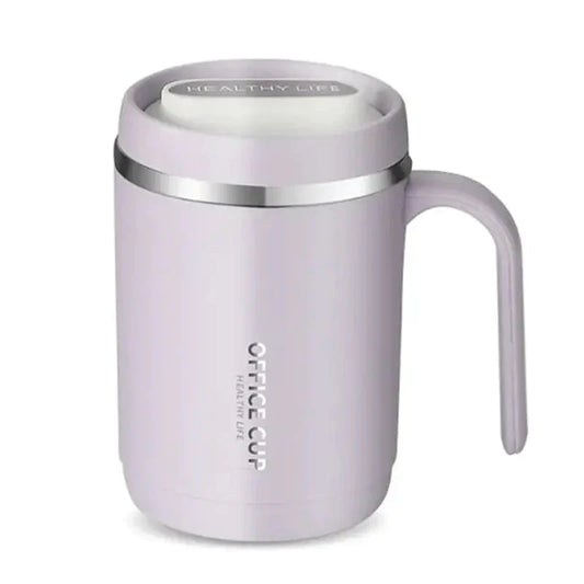 Frendorf | 500ml Wasserbecher mit Deckel Dichtungs-Silikonring Doppelwandig Auslaufsicher Trinkwasser Griff Edelstahl Kaffeebecher Isolierter Becher
