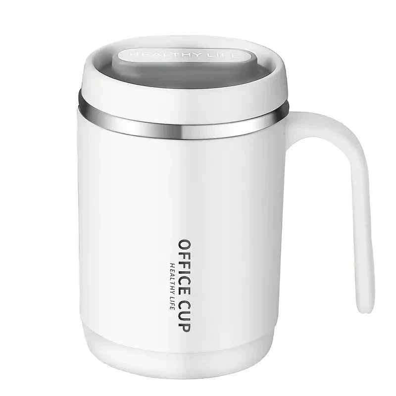 Frendorf | 500ml Wasserbecher mit Deckel Dichtungs-Silikonring Doppelwandig Auslaufsicher Trinkwasser Griff Edelstahl Kaffeebecher Isolierter Becher