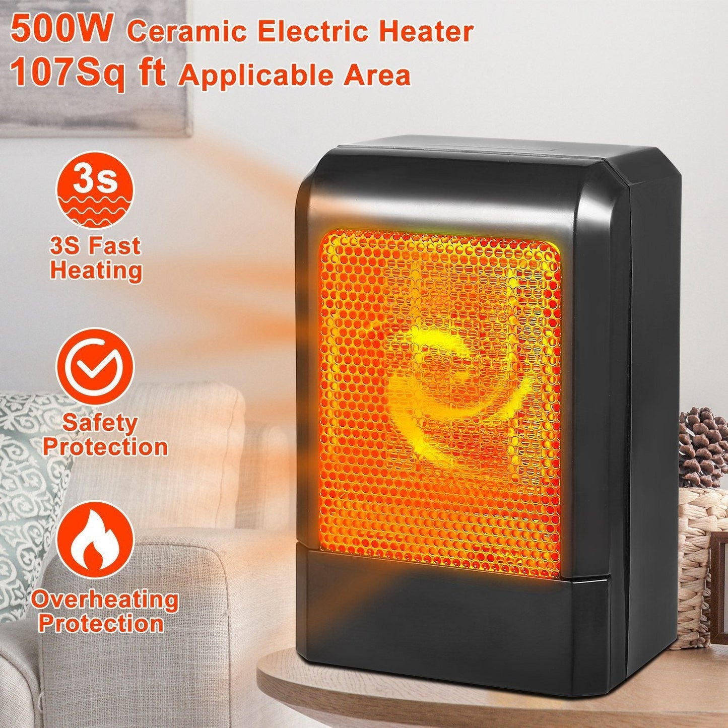 Frendorf | 500W Keramischer Tragbarer Elektrischer Heizlüfter