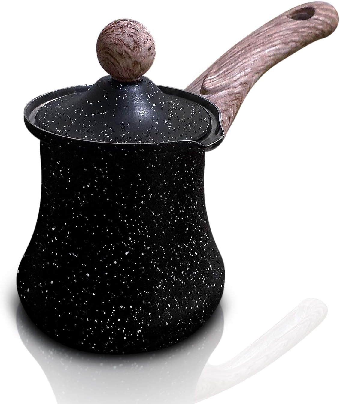 Frendorf | 12 Oz Türkische Kaffeekanne – Türkischer Ibrik für aromatischen Kaffee – Multipurpose Arabische Kaffeekanne mit Deckel – Robuste Edelstahl-Kaffeekanne – Korrosionsbeständiges und lebensmittelechtes Material (350 Ml)