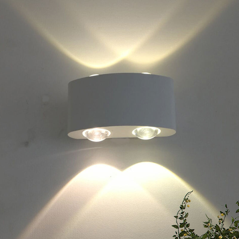 Frendorf | Metallische trommelförmige Wandleuchte Modernismus 4 Glühbirnen Weiße Wandleuchte mit weißem/warmem Licht