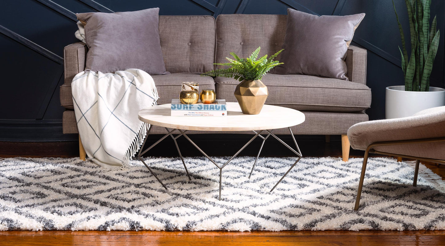 Frendorf | DiamondLuxe Shag - Teppich mit Diamantmuster | Shaggy Hochflorteppich | Weich & Modern | Perfekt für Wohnzimmer