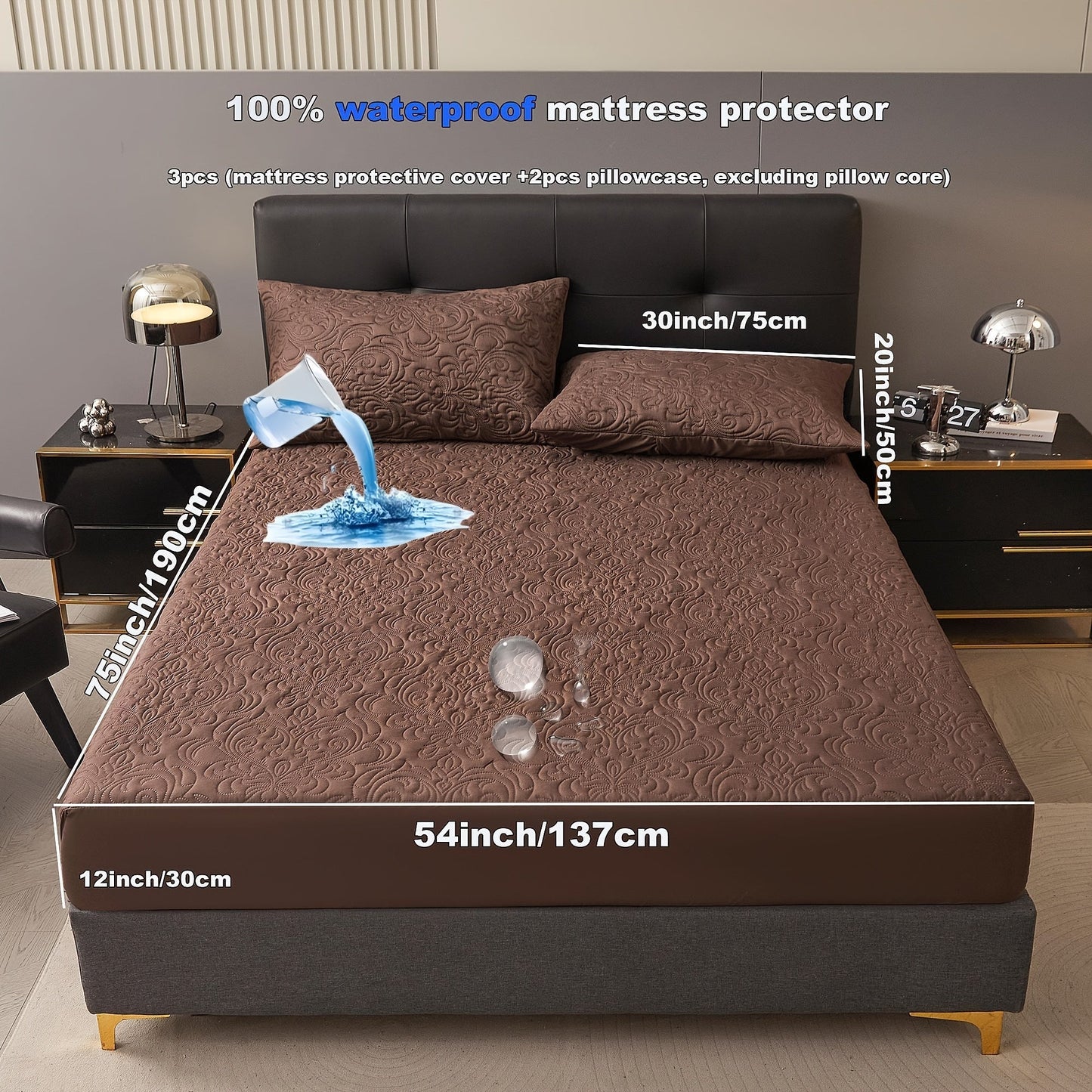 3-teiliger wasserdichter Matratzenschoner Set – Atmungsaktiv, Staubdicht, Rutschfest, Maschinenwaschbar, Spannbettlaken mit tiefem Pocket für alle Jahreszeiten