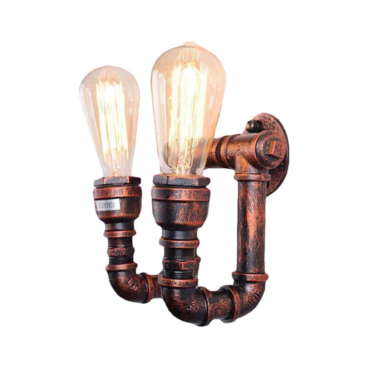 Frendorf | Antiqued Piping Wandmontage Licht 2 Lichten Metaal Wandlamp Fixture in Koper voor Trap