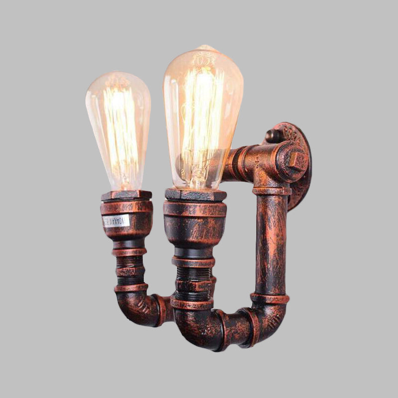 Frendorf | Antiqued Piping Wandmontage Licht 2 Lichten Metaal Wandlamp Fixture in Koper voor Trap
