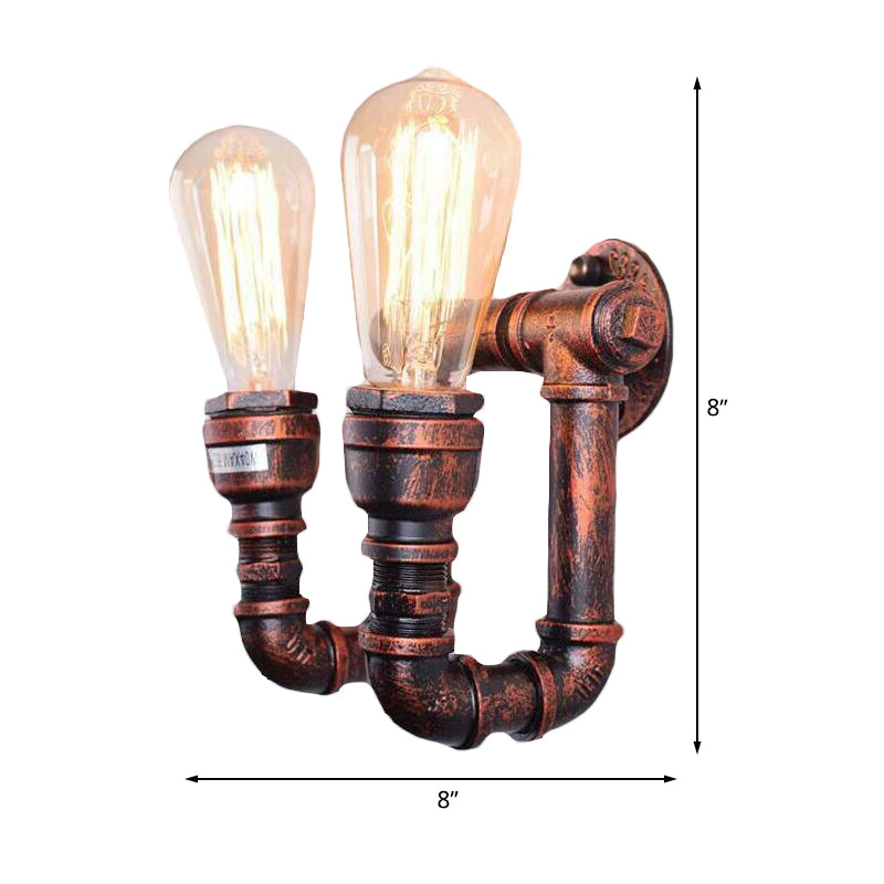 Frendorf | Antiqued Piping Wandmontage Licht 2 Lichten Metaal Wandlamp Fixture in Koper voor Trap