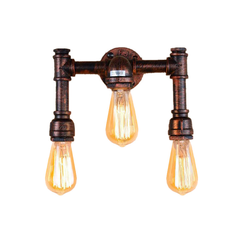 Frendorf | Kupfer 3 Köpfe Wandleuchte Vintage Eisen Exposed Bulb Wandmontierte Lampe für Bar