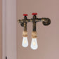 Frendorf | Antiek Messing 2-Kops Wandlamp Industriële Metalen Waterpijp en Klep Muurbeugel Lamp met Touwen Top