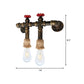 Frendorf | Antiek Messing 2-Kops Wandlamp Industriële Metalen Waterpijp en Klep Muurbeugel Lamp met Touwen Top