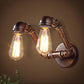 Frendorf | Metalen Ruwe Afwerking Muurmontage Lamp Naakte Gloeilamp 2-Lichts Verouderde Wandlamp Verlichting voor Koffiehuis