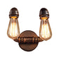Frendorf | Metalen Ruwe Afwerking Muurmontage Lamp Naakte Gloeilamp 2-Lichts Verouderde Wandlamp Verlichting voor Koffiehuis