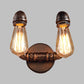 Frendorf | Metalen Ruwe Afwerking Muurmontage Lamp Naakte Gloeilamp 2-Lichts Verouderde Wandlamp Verlichting voor Koffiehuis