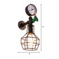 Frendorf | Vintage Draadkooi Wandlamp 1 Gloeilamp Metaal Wandgemonteerde Lamparmatuur in Zwart met Waterkraan en Meter Deco