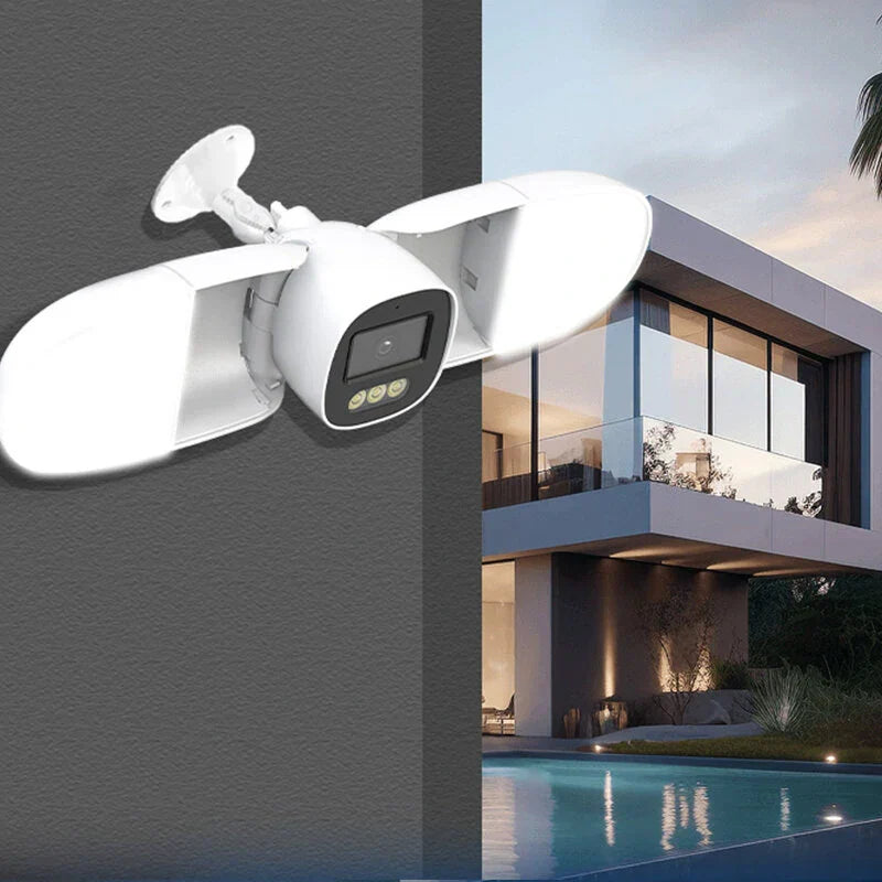 4MP WLAN-Sicherheitsflutlichtkamera, 10W Außen-IP-Netzwerk-CCTV, Nachtsicht, PTZ, Zwei-Wege-Intercom, Video-Wiedergabe, EU-Stecker