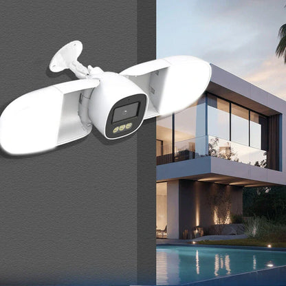 4MP WLAN-Sicherheitsflutlichtkamera, 10W Außen-IP-Netzwerk-CCTV, Nachtsicht, PTZ, Zwei-Wege-Intercom, Video-Wiedergabe, EU-Stecker