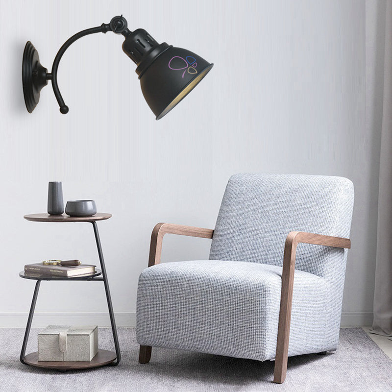 Frendorf | 1 Glühbirne Kuppel Schirm Wandleuchte Industriel Schwarz/Rost Metall Wandmontierte Lampe für Esszimmer