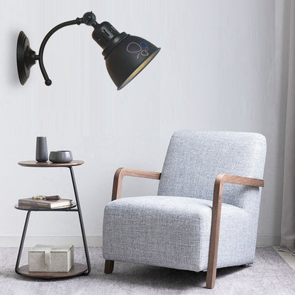 Frendorf | 1 Glühbirne Kuppel Schirm Wandleuchte Industriel Schwarz/Rost Metall Wandmontierte Lampe für Esszimmer