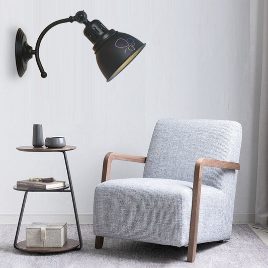 Frendorf | 1 Glühbirne Kuppel Schirm Wandleuchte Industriel Schwarz/Rost Metall Wandmontierte Lampe für Esszimmer