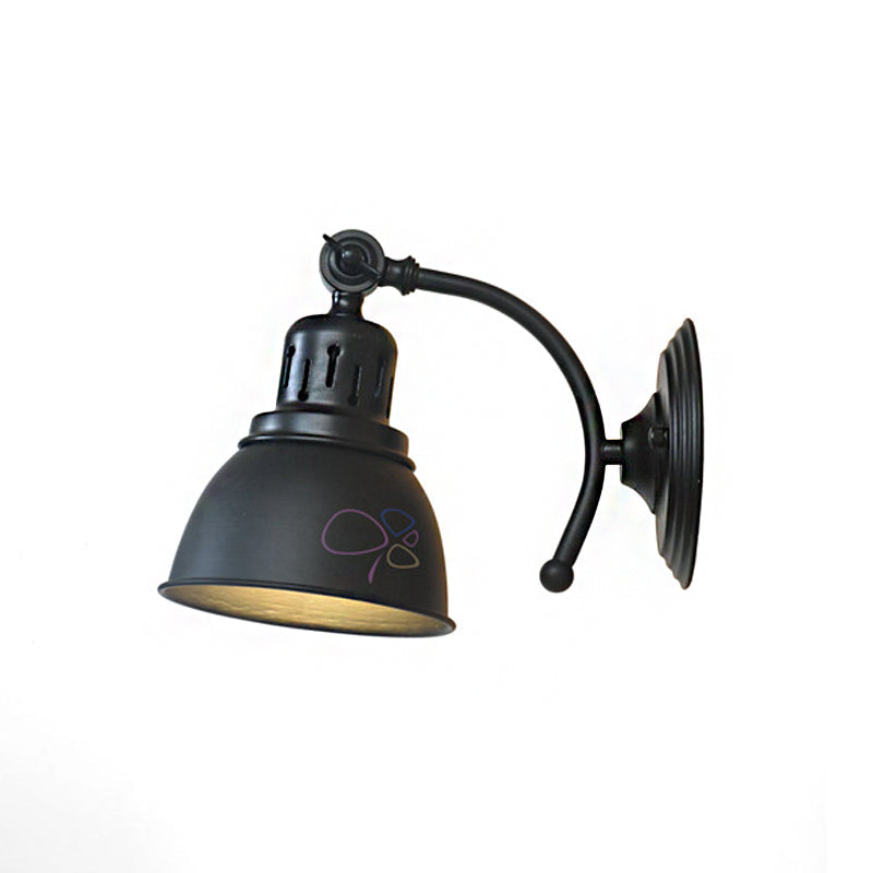 Frendorf | 1 Glühbirne Kuppel Schirm Wandleuchte Industriel Schwarz/Rost Metall Wandmontierte Lampe für Esszimmer