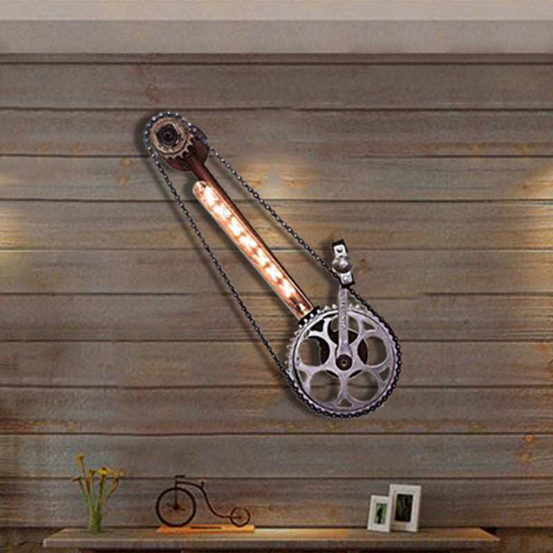 Frendorf | Exposed Metal Wandlamp Verlichting Industrieel Enkelvoudige Gloeilamp Eetkamer Wandgemonteerde Lamp in Zwart met Tandwiel