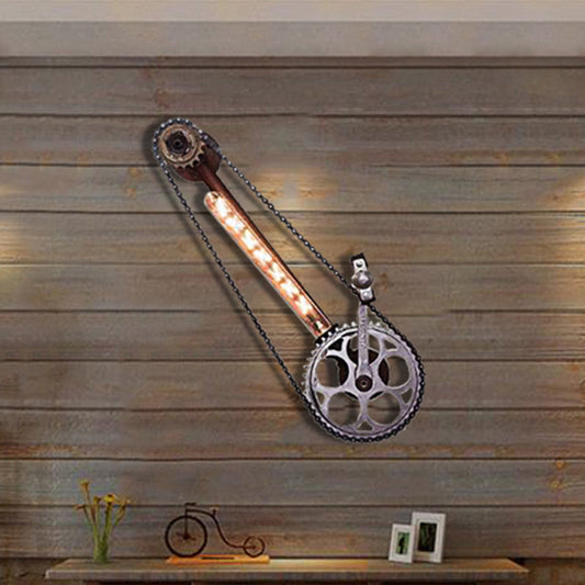Frendorf | Exposed Metal Wandlamp Verlichting Industrieel Enkelvoudige Gloeilamp Eetkamer Wandgemonteerde Lamp in Zwart met Tandwiel