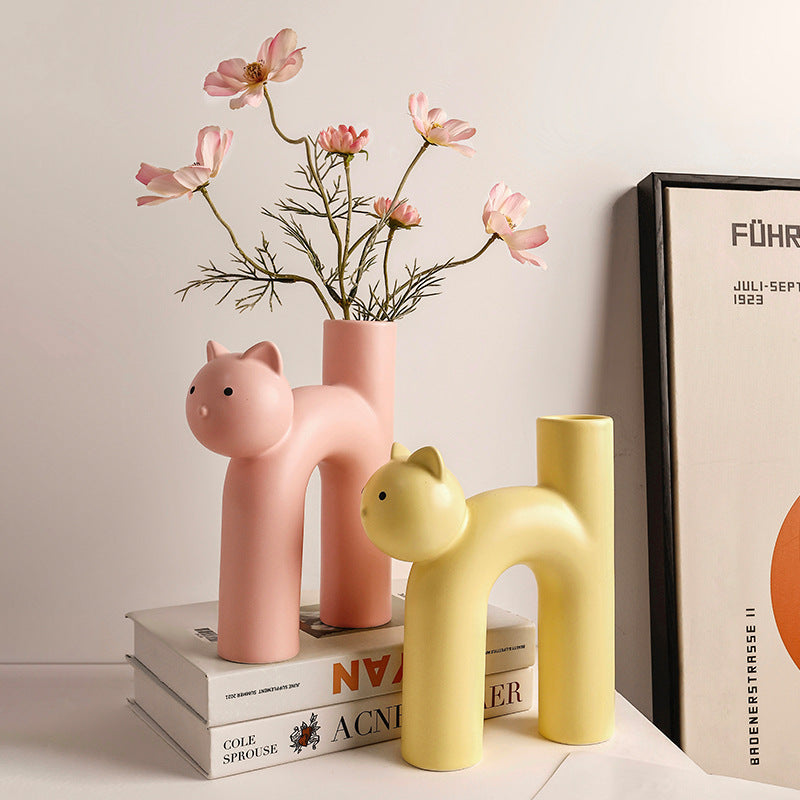 Katze Keramik Vase