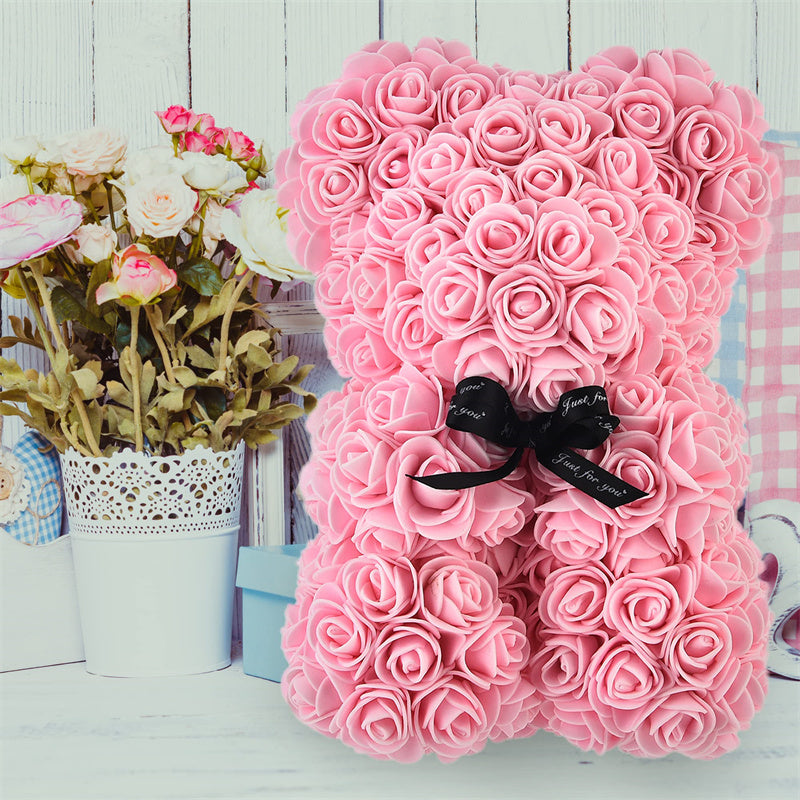 Frendorf | Valentinstag Geschenk Rose Bär Ewige Blume Rose Teddybär PE Schaum Bär 25cm Valentinstag
