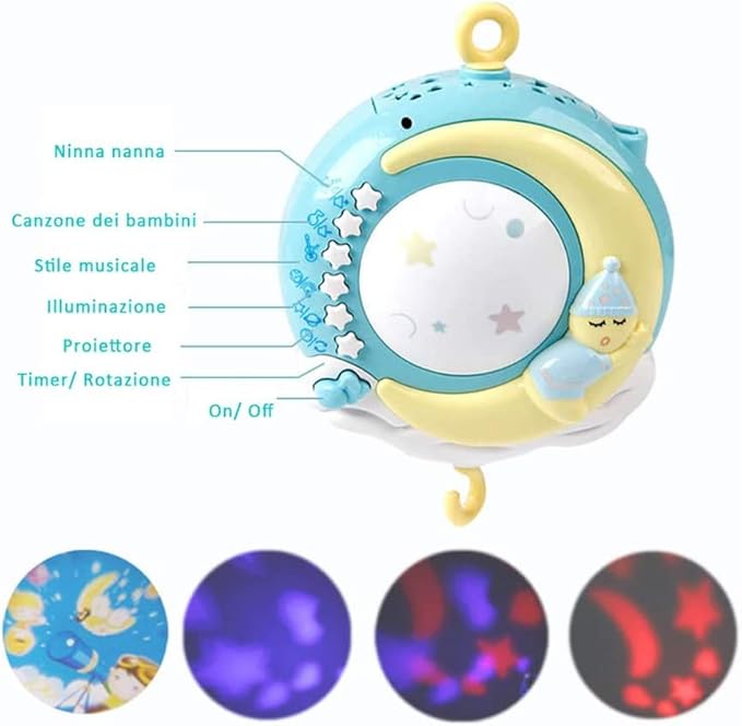 Frendorf | Baby-Mobile mit Musik und Lichtprojektion - Einschlafhilfe für Neugeborene