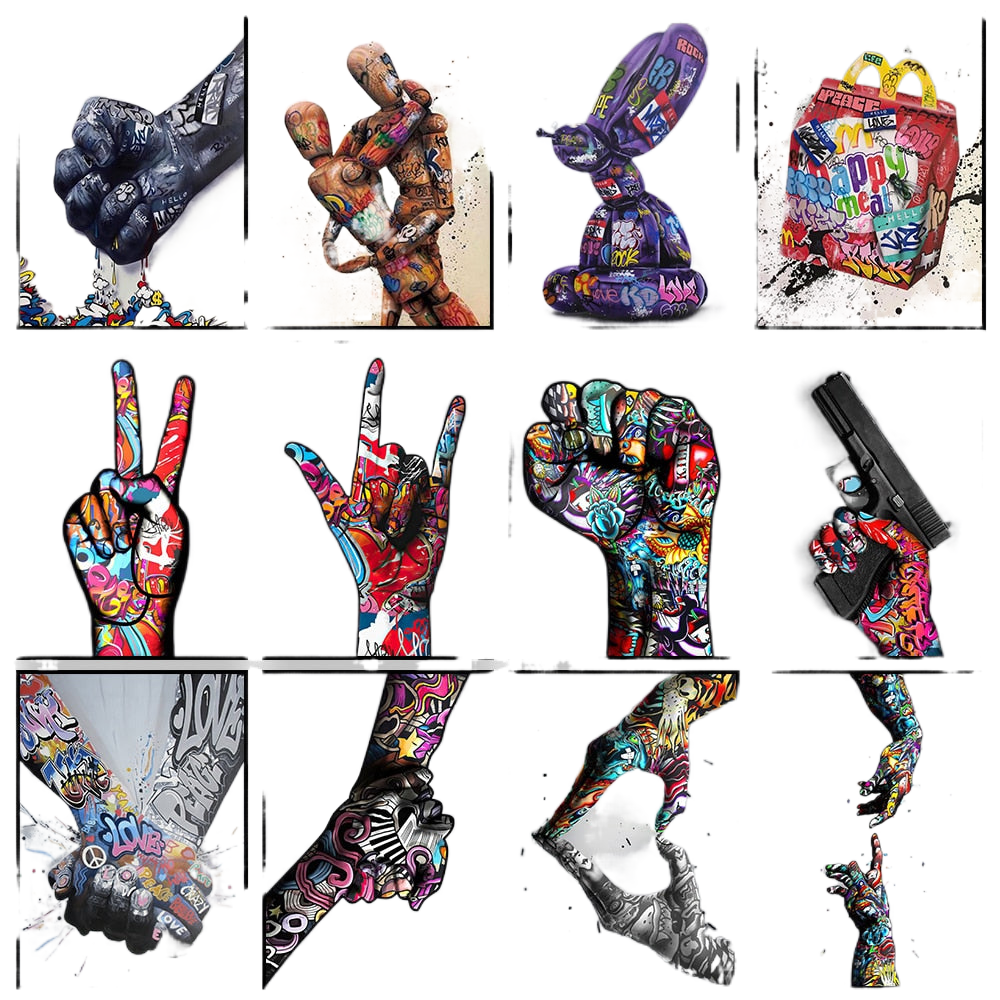 Balloon Dog Graffiti Leinwandmalerei Nordischer Pop Stil Dekorativer Poster Wohnraum Wandkunst Drucke Moderne Wohnkultur Ästhetik