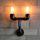 Frendorf | Piping Iron Wandmontage Licht Industrieel 2 Lichten Gang Sconces Lamp Apparaat in Zwart met Waterkraan Deco