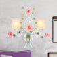 Frendorf | 1/2 Glühbirnen Metall Wandleuchte Pastoral Weiße Blume Wohnzimmer Wandmontierte Beleuchtung