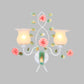 Frendorf | 1/2 Glühbirnen Metall Wandleuchte Pastoral Weiße Blume Wohnzimmer Wandmontierte Beleuchtung