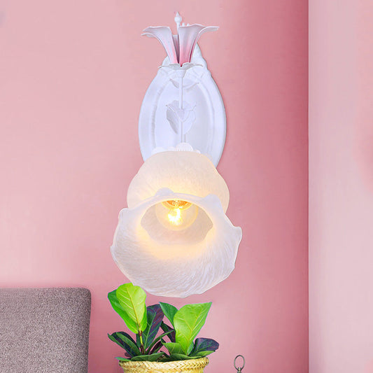 Frendorf | 1 Licht Florale Wandlampe Wandbeleuchtung Pastoral Weiß Metall Wandmontierte Beleuchtung für Wohnzimmer