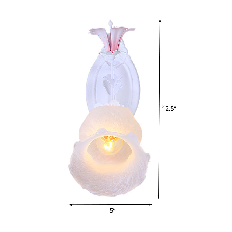 Frendorf | 1 Licht Florale Wandlampe Wandbeleuchtung Pastoral Weiß Metall Wandmontierte Beleuchtung für Wohnzimmer
